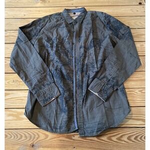 Stile Benetton Button Down Printed Shirt Size Large Men’s Olive Long Sleeve